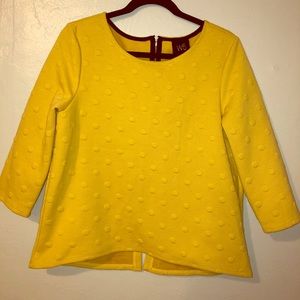 Mustard 3/4 Sleeve Sweater with 3-D Dots
